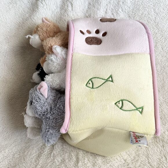 Unipak Cat Carrier House With 5 Kittens Plush Toy Set 11 Inch Yellow Pink - Picture 3 of 7